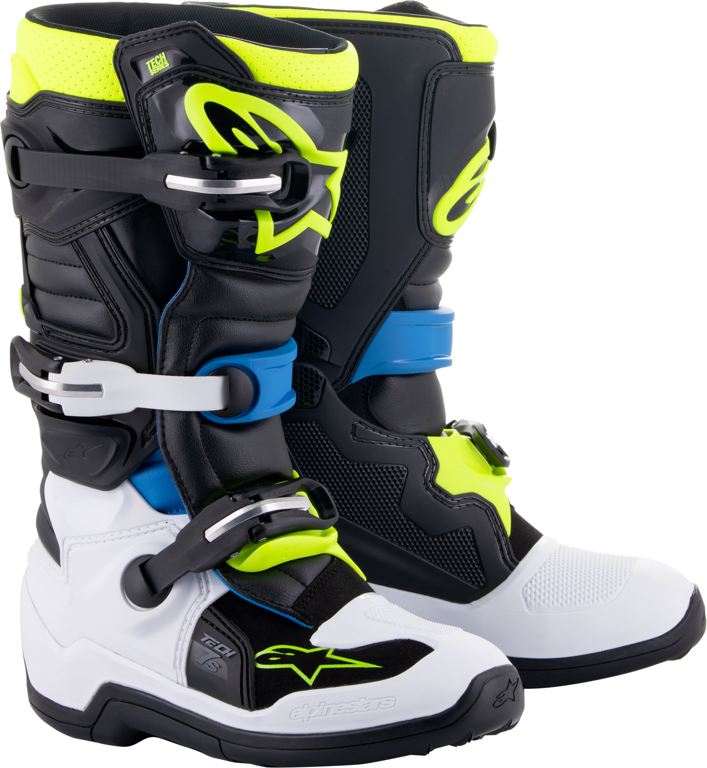 Youth MX Tech 7S - Black/White/Blue/Yellow