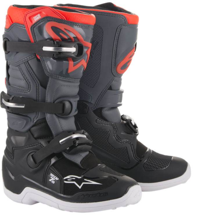 Youth MX Tech 7S - Black/Dark Grey/Red