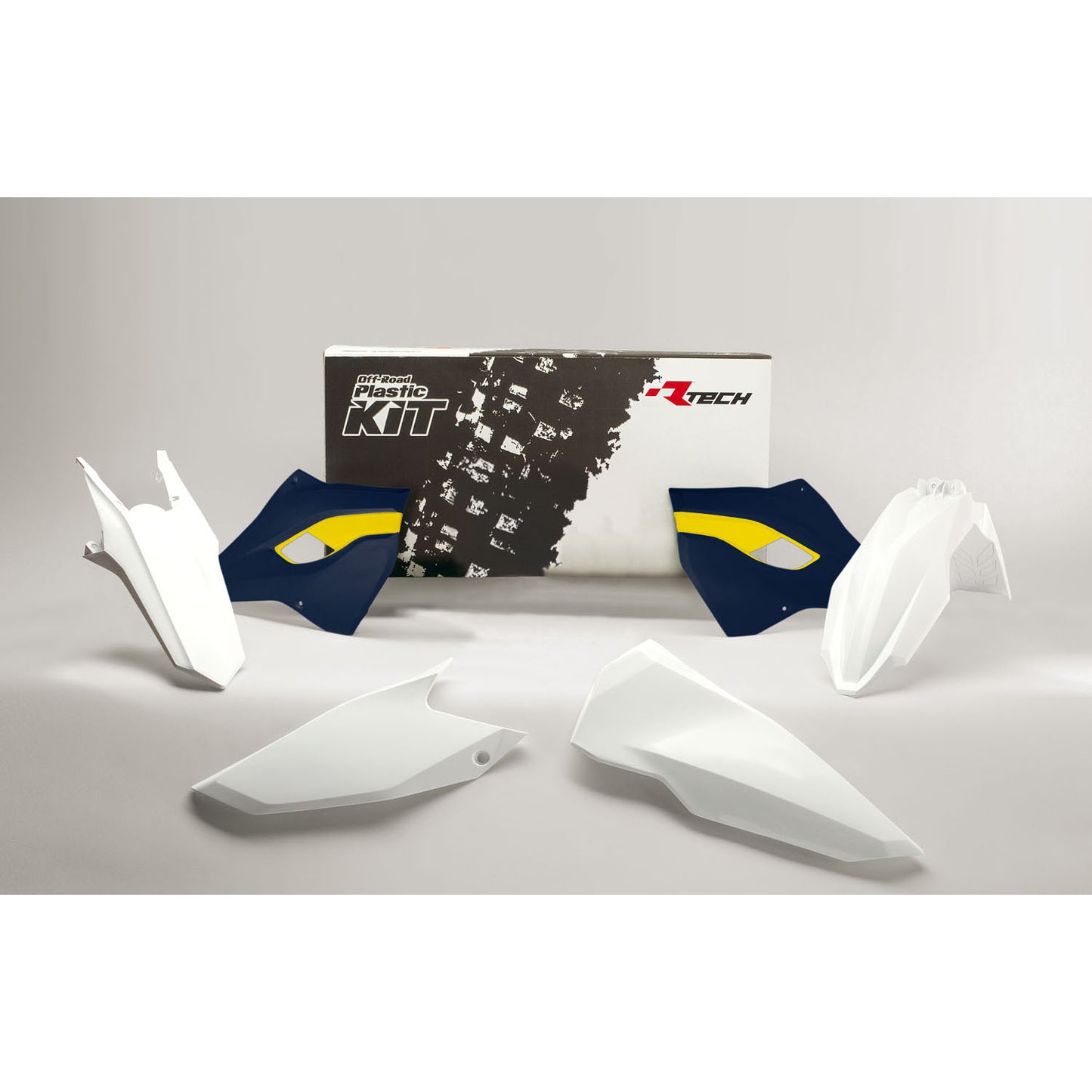 Racetech Husqvarna 4 Piece Plastic Kit - White/Blue - EMD Online