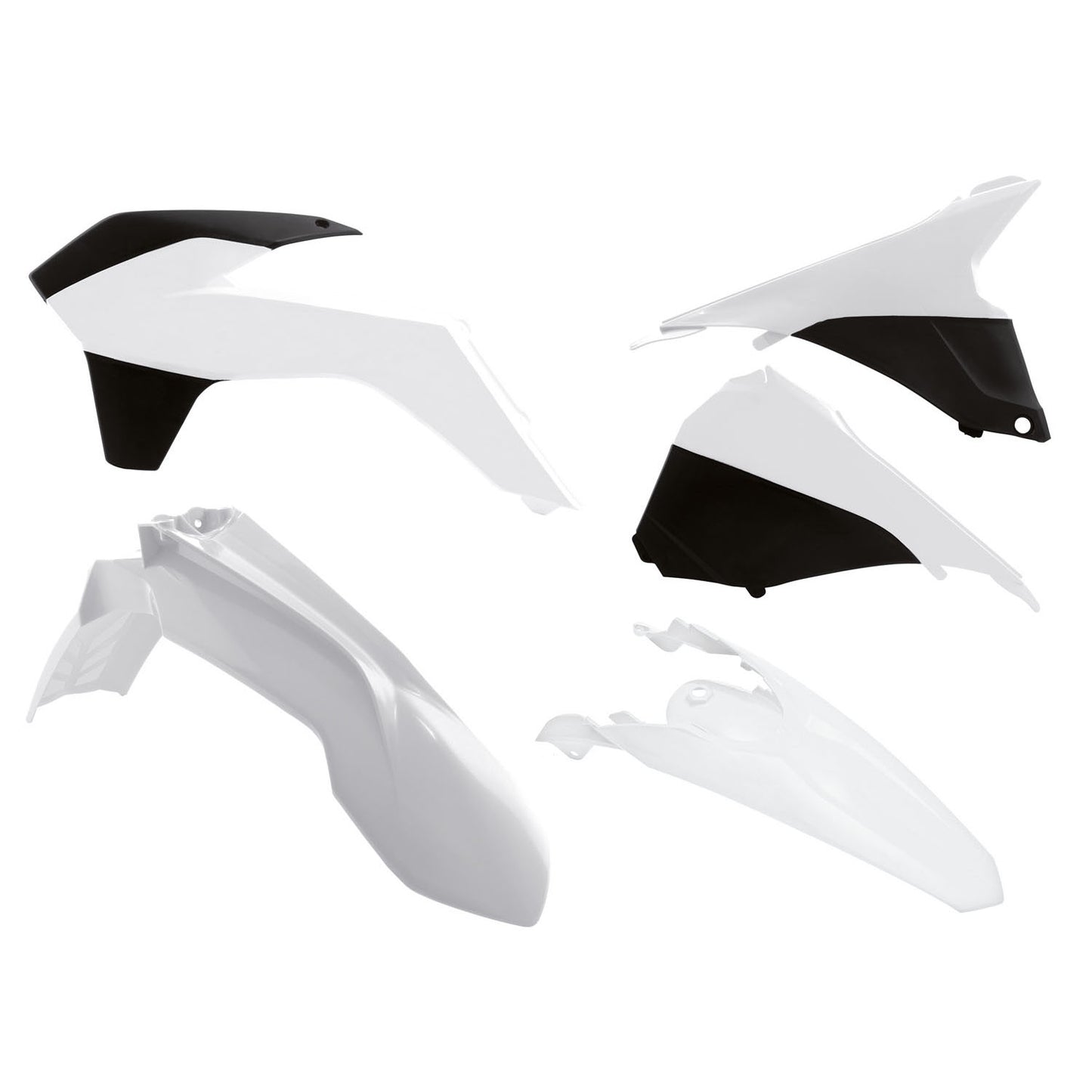 Racetech KTM 5 Piece Plastic Kit - White/Black - EMD Online