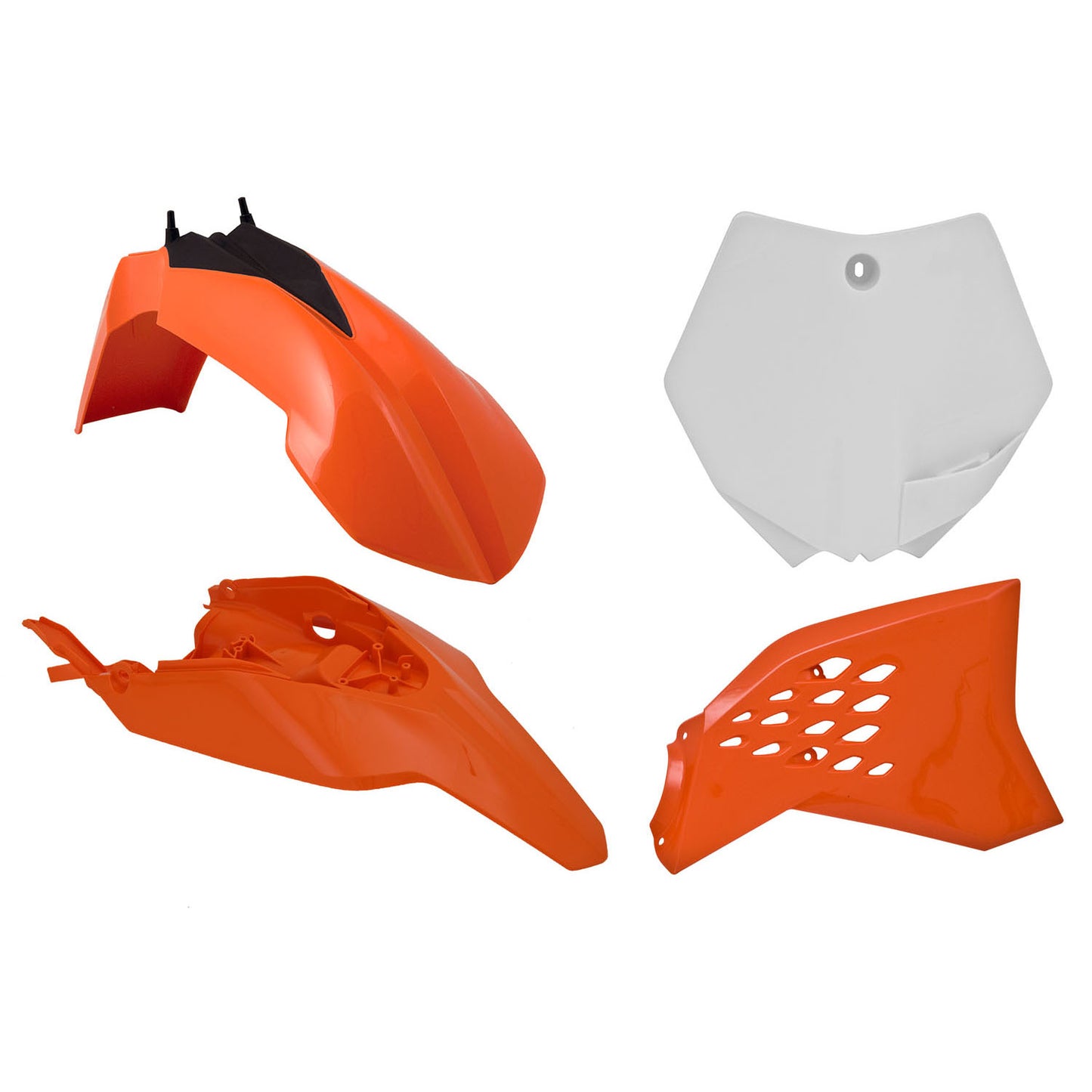 Racetech KTM 4 Piece Plastic Kit - Orange/White - EMD Online