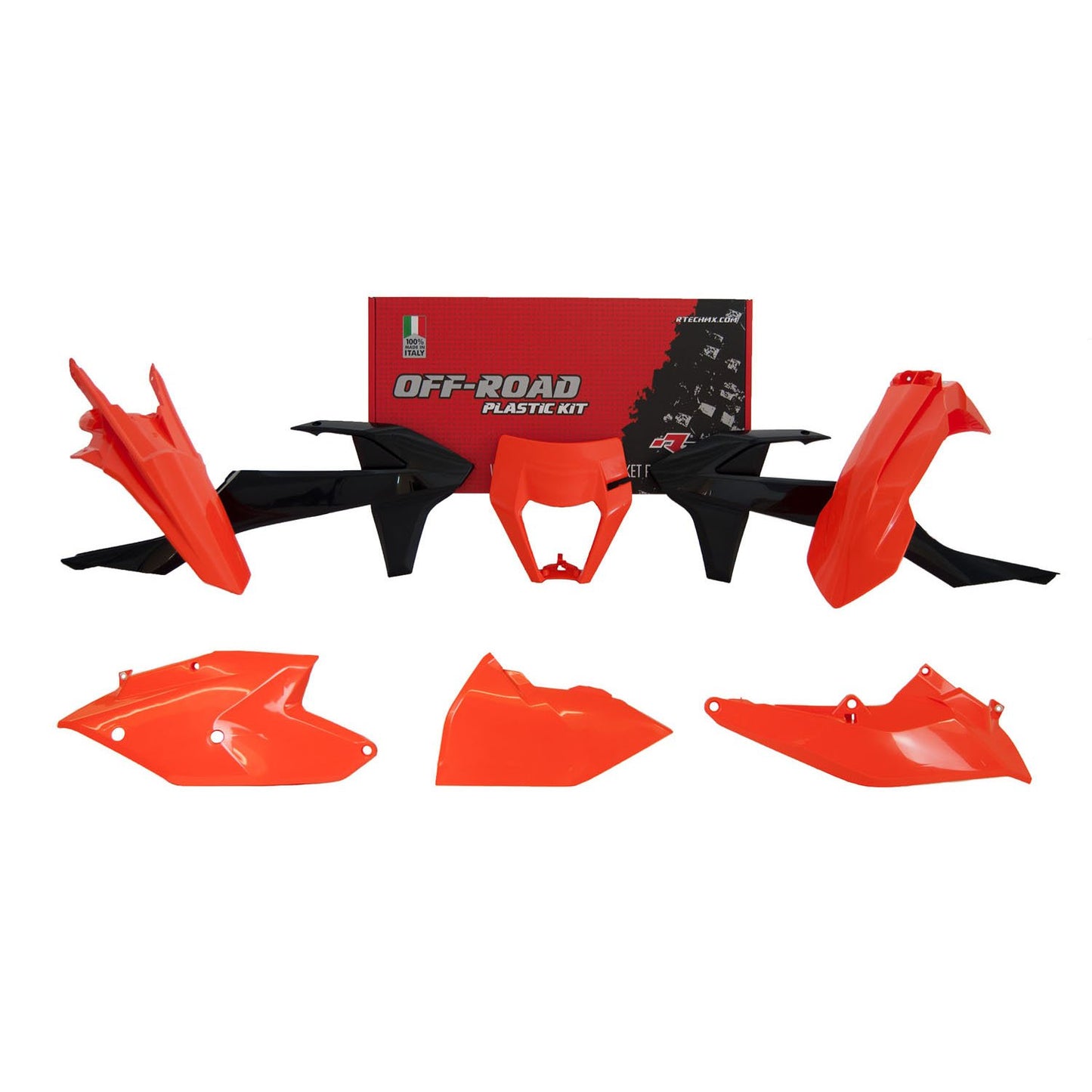 Racetech KTM 6 Piece Plastic Kit - Black/Orange - EMD Online