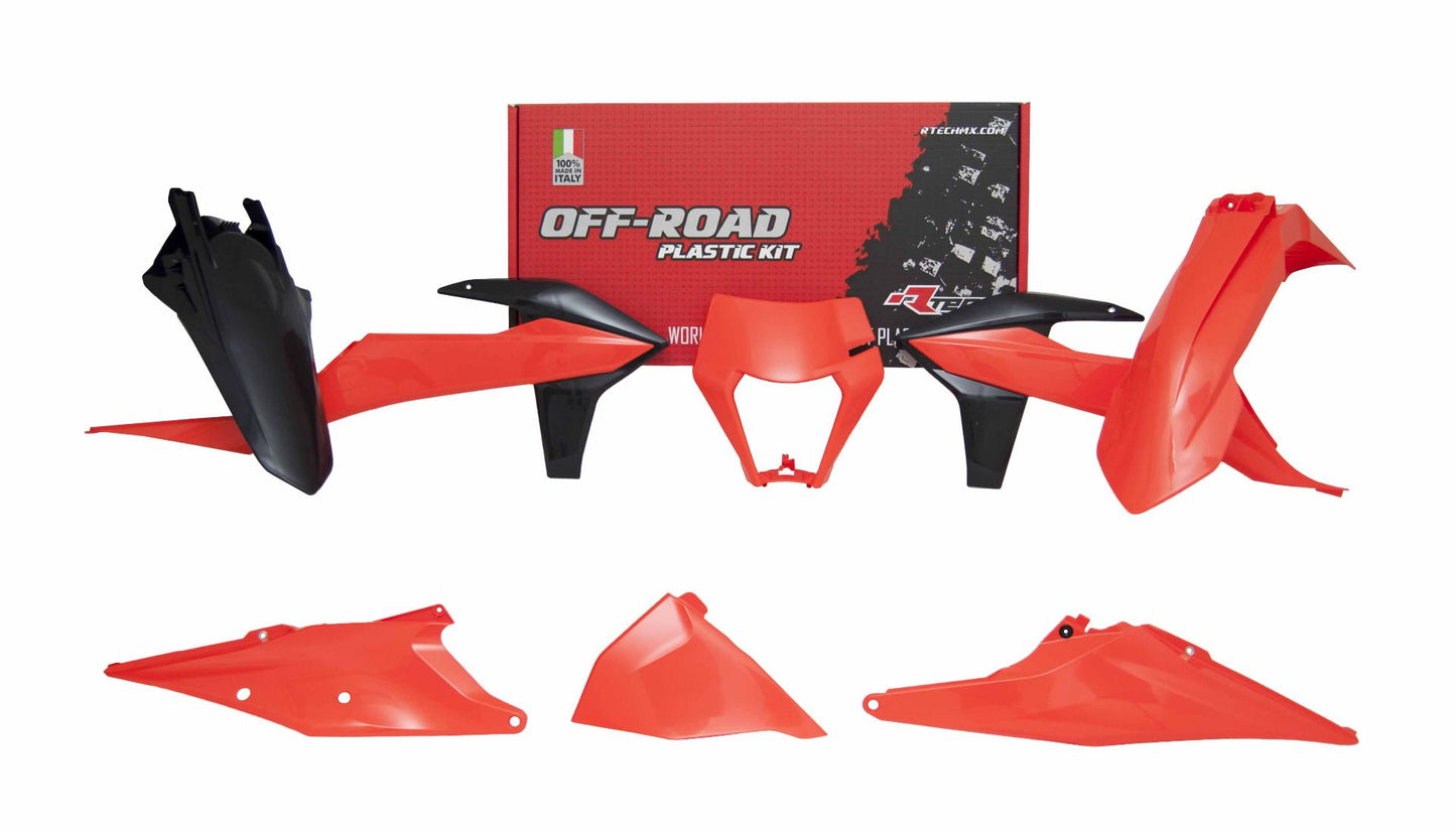 Racetech KTM 6 Piece Plastic Kit - Black/Orange - EMD Online