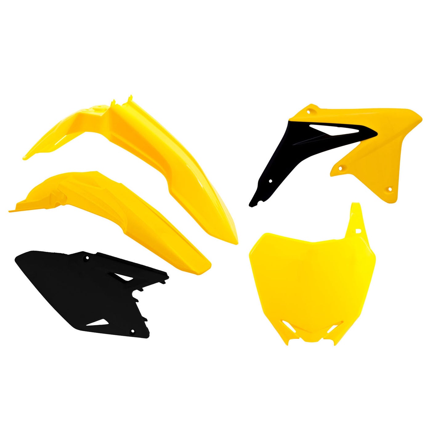 Racetech Suzuki 5 Piece Plastic Kit - Black/Yellow - EMD Online
