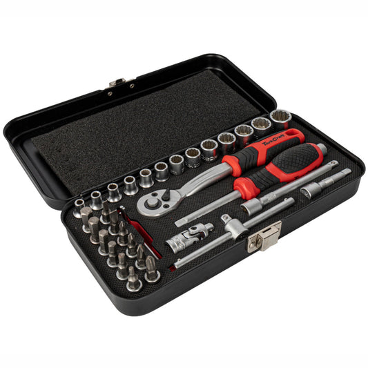 Tork Craft Socket & Ratchet Set 34pcs 1/4" DR