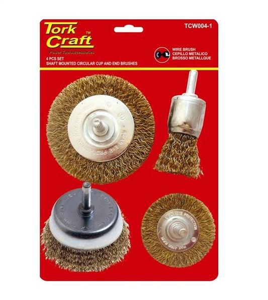 Tork Craft Wire Brush Set 4pcs With Shaft