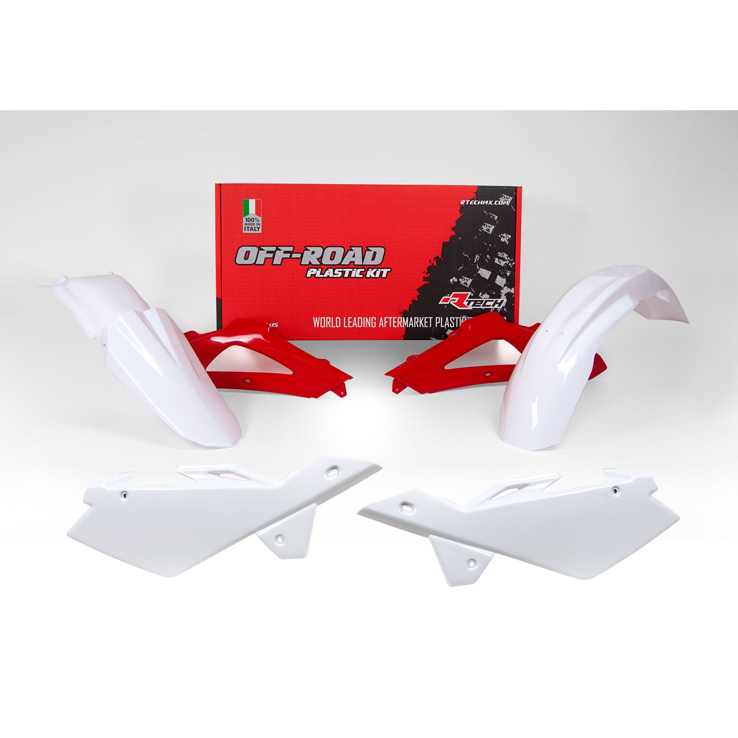 Racetech Husqvarna 5 Piece Plastic Kit - White/Red - EMD Online
