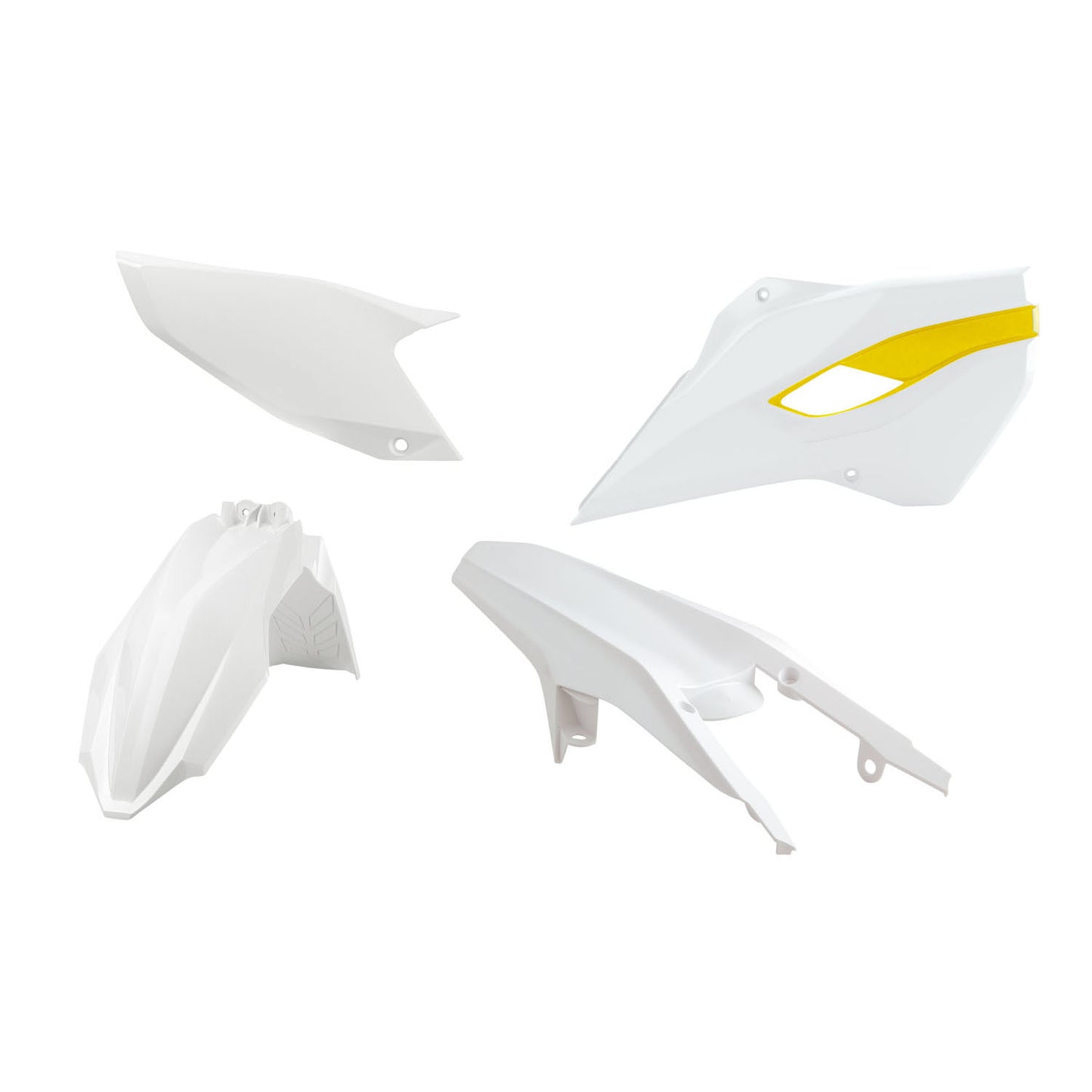 Racetech Husqvarna 4 Piece Plastic Kit - White/Yellow - EMD Online