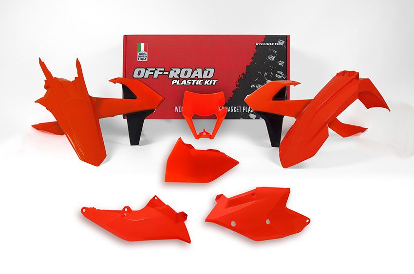 Racetech KTM 6 Piece Plastic Kit - Black/Orange - EMD Online