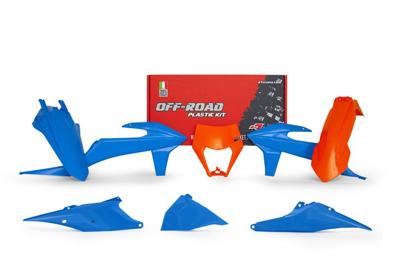 Racetech KTM 6 Piece Plastic Kit - Blue/Orange - EMD Online