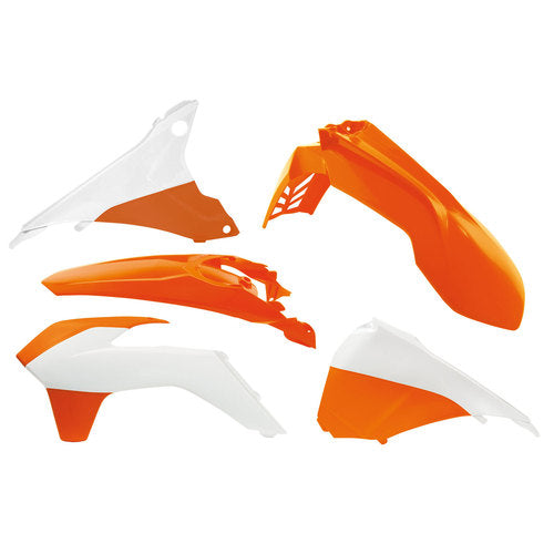 Racetech KTM 5 Piece Plastic Kit - Orange / White - EMD Online