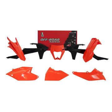 Racetech KTM 6 Piece Plastic Kit - Black/Orange - EMD Online