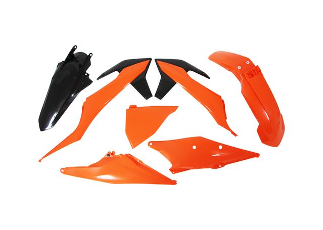 Racetech KTM 5 Piece Plastic Kit - Black / Orange - EMD Online